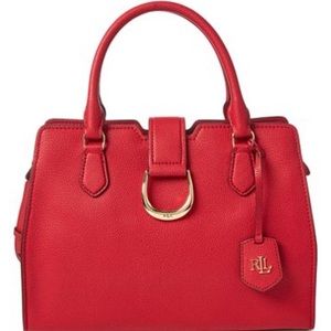 Ralph Lauren Kenton Satchel Red Pebble Leather Bag